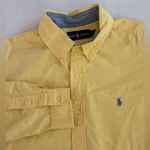Ralph Lauren Men’s Yellow Button-Down Shirt with Blue Pony XL